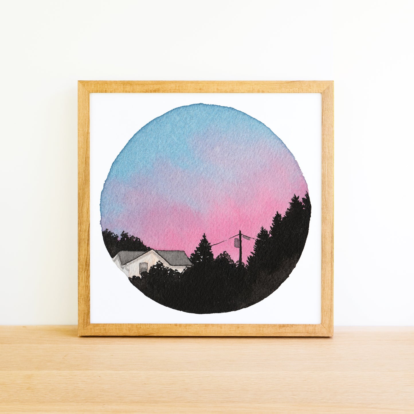 Cotton Candy Sunset - Watercolor Sky Art Circle Print