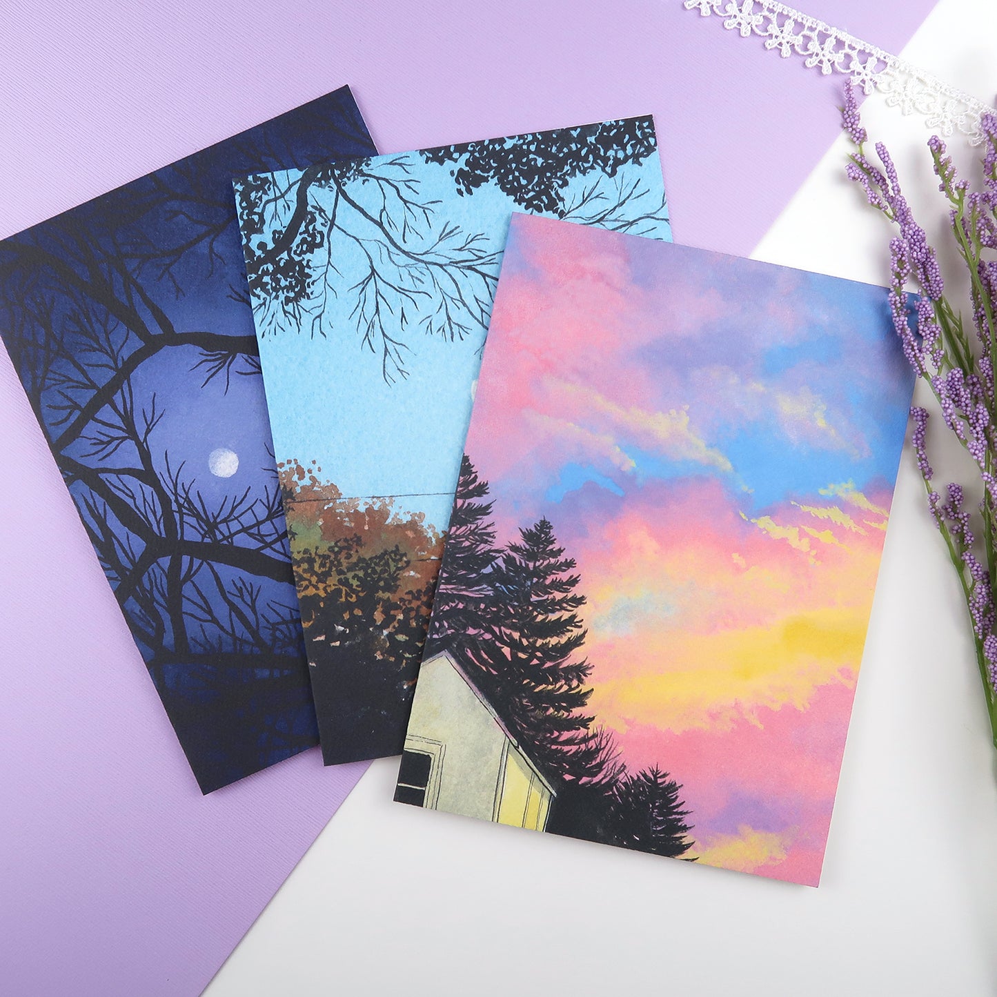 Full Moon Through the Trees - Greeting Card