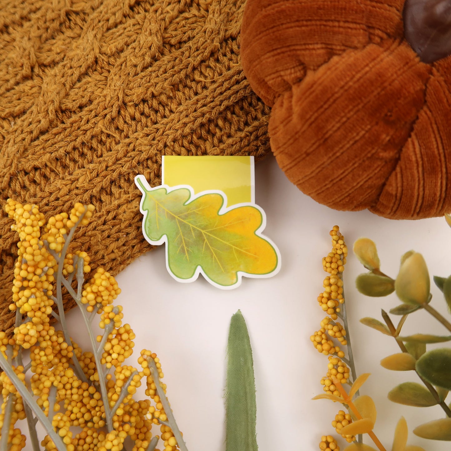 Yellow and Green Oak Leaf - Magnetic Bookmark