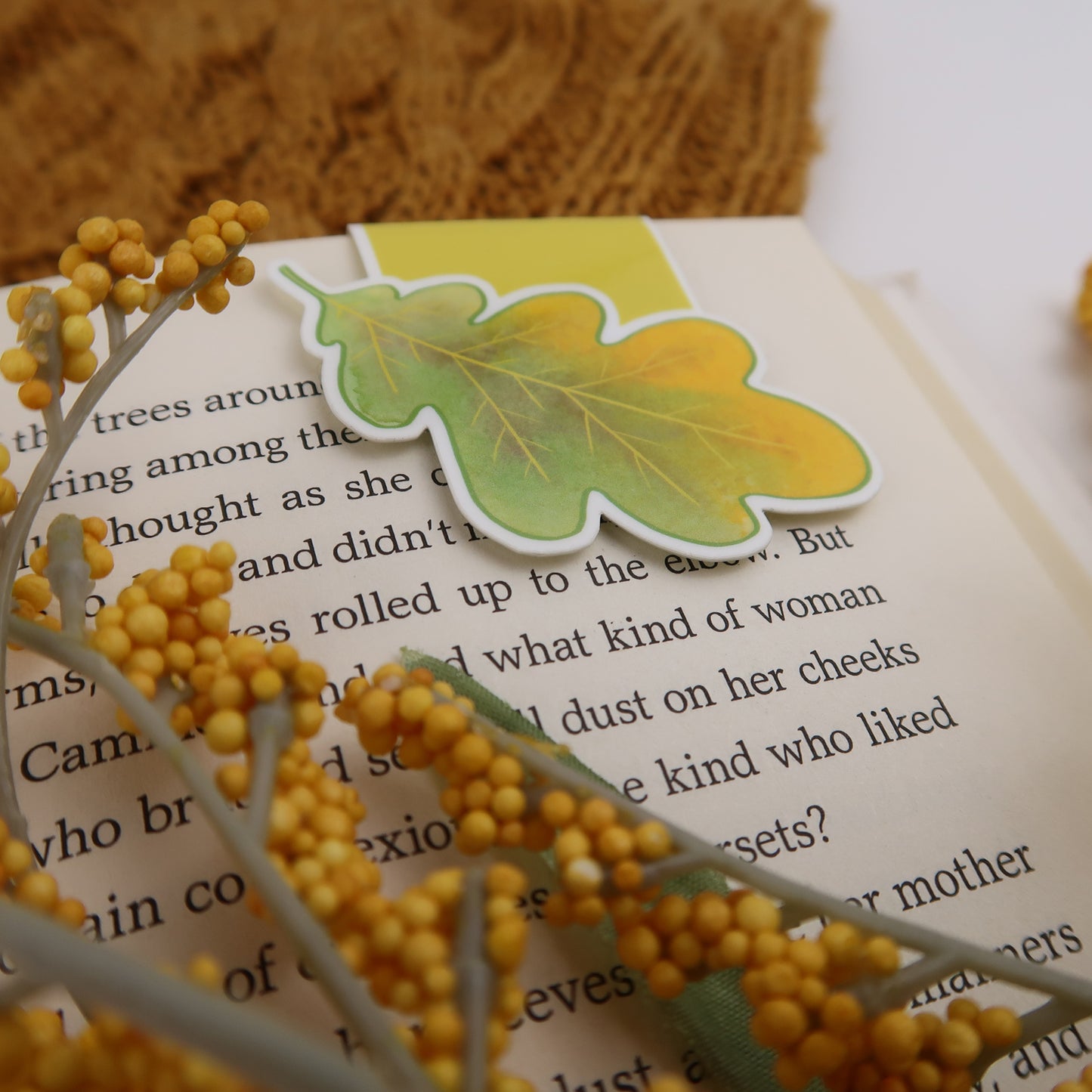 Yellow and Green Oak Leaf - Magnetic Bookmark