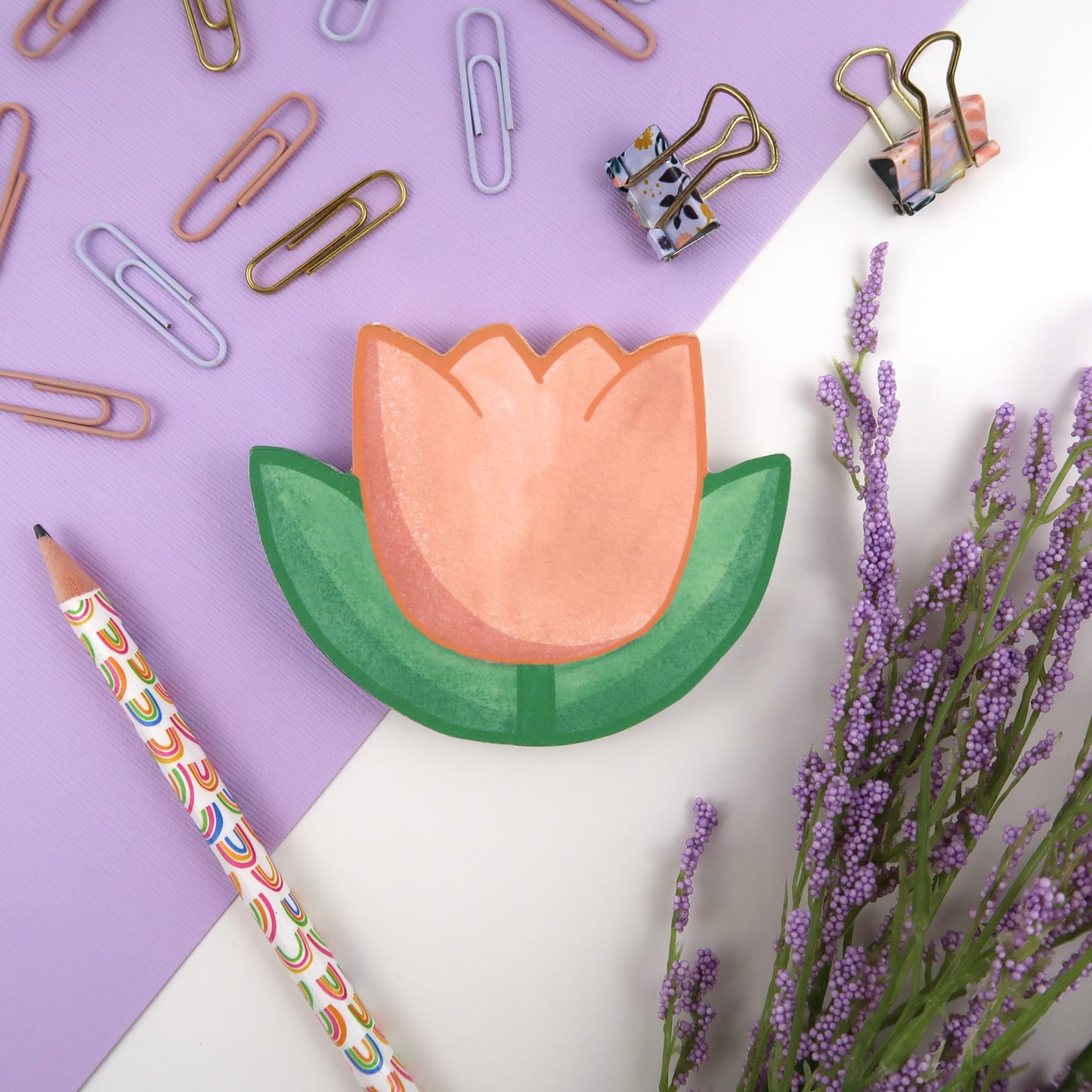 Orange Tulip Shaped Memopad - Stationery