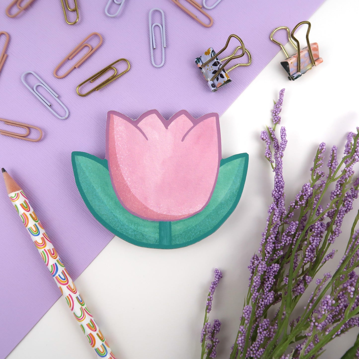 Pink Tulip Shaped Memopad - Stationery