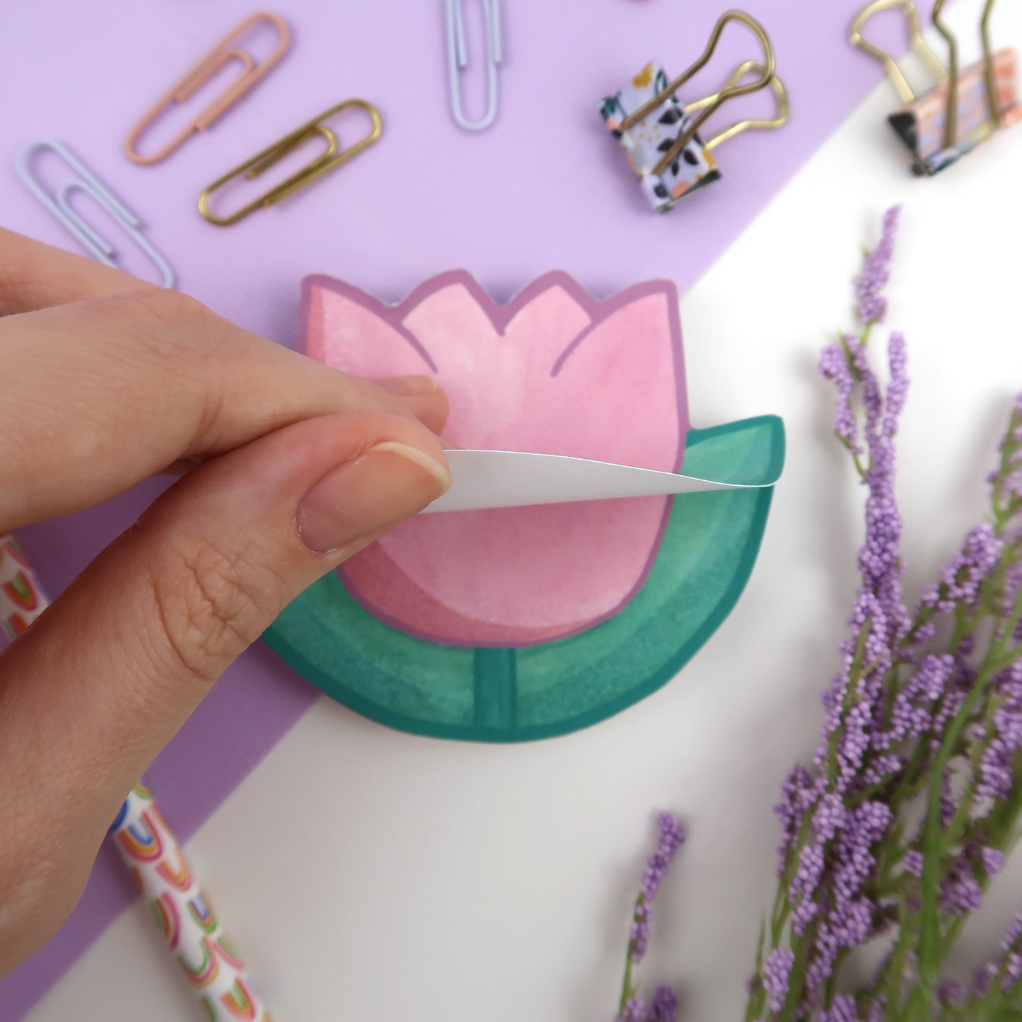 Pink Tulip Shaped Memopad - Stationery