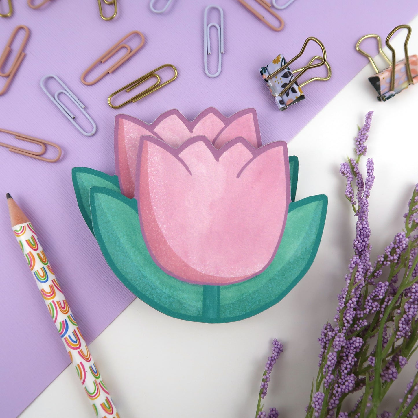 Pink Tulip Shaped Memopad - Stationery