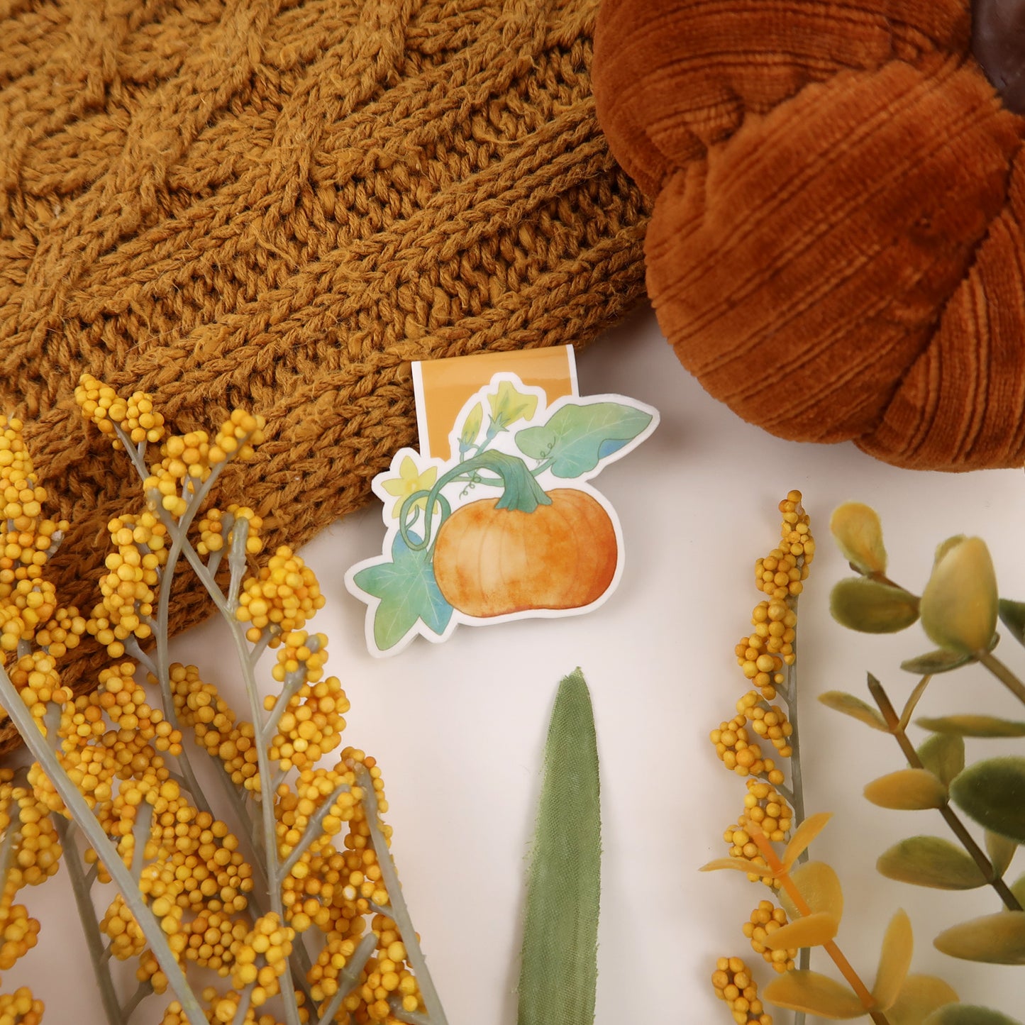 Pumpkin on the Vine - Magnetic Bookmark