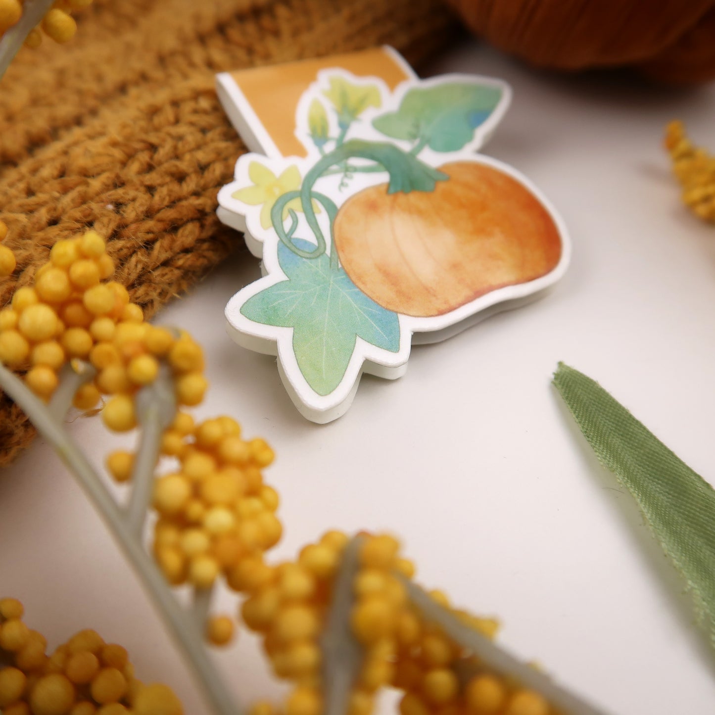 Pumpkin on the Vine - Magnetic Bookmark