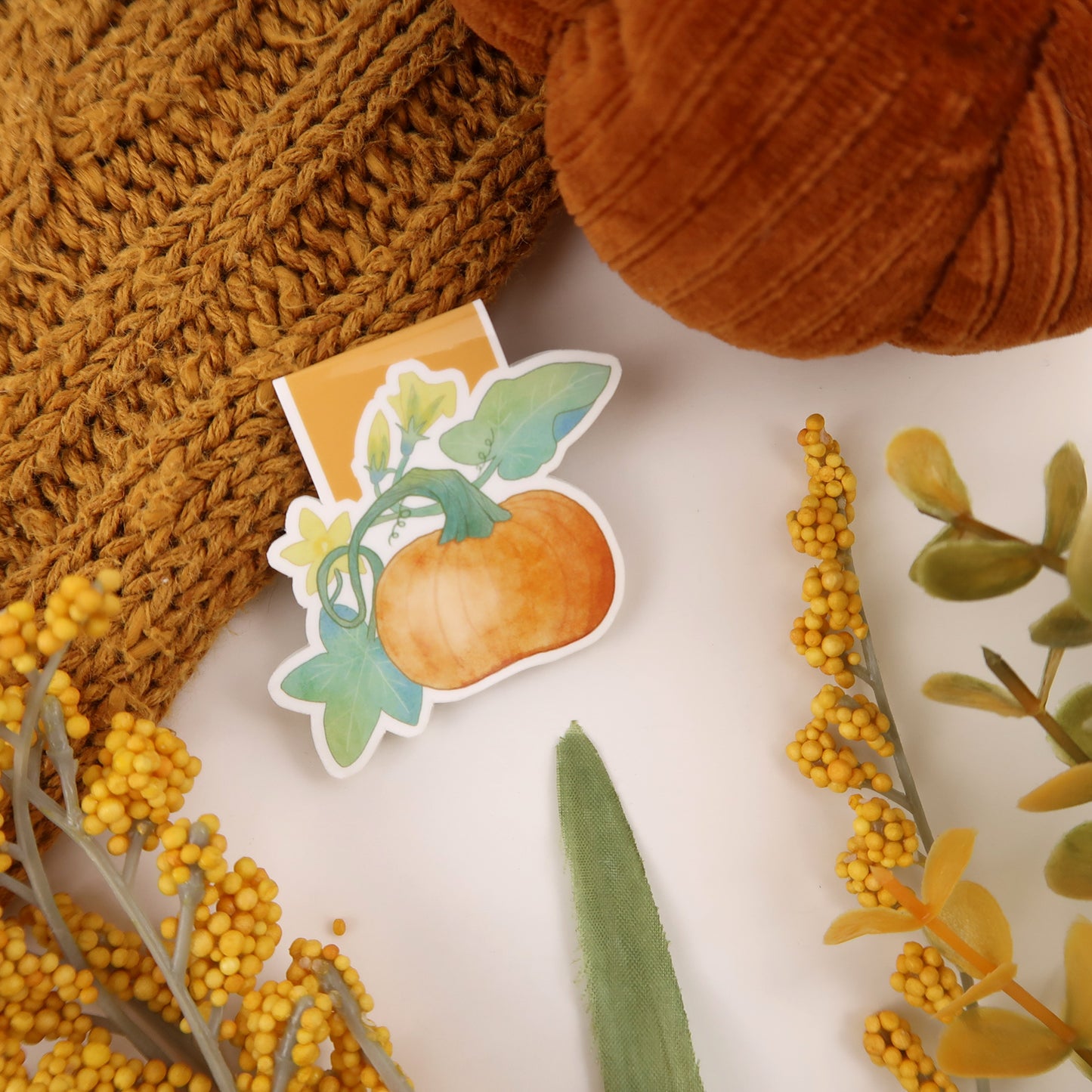 Pumpkin on the Vine - Magnetic Bookmark