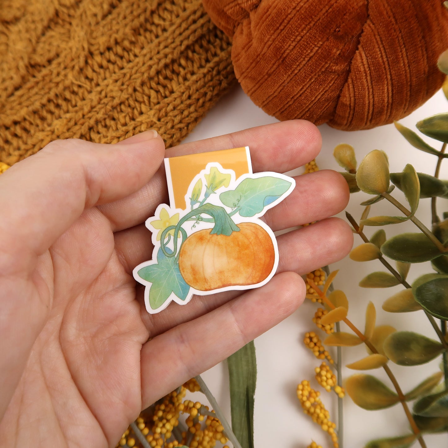 Pumpkin on the Vine - Magnetic Bookmark
