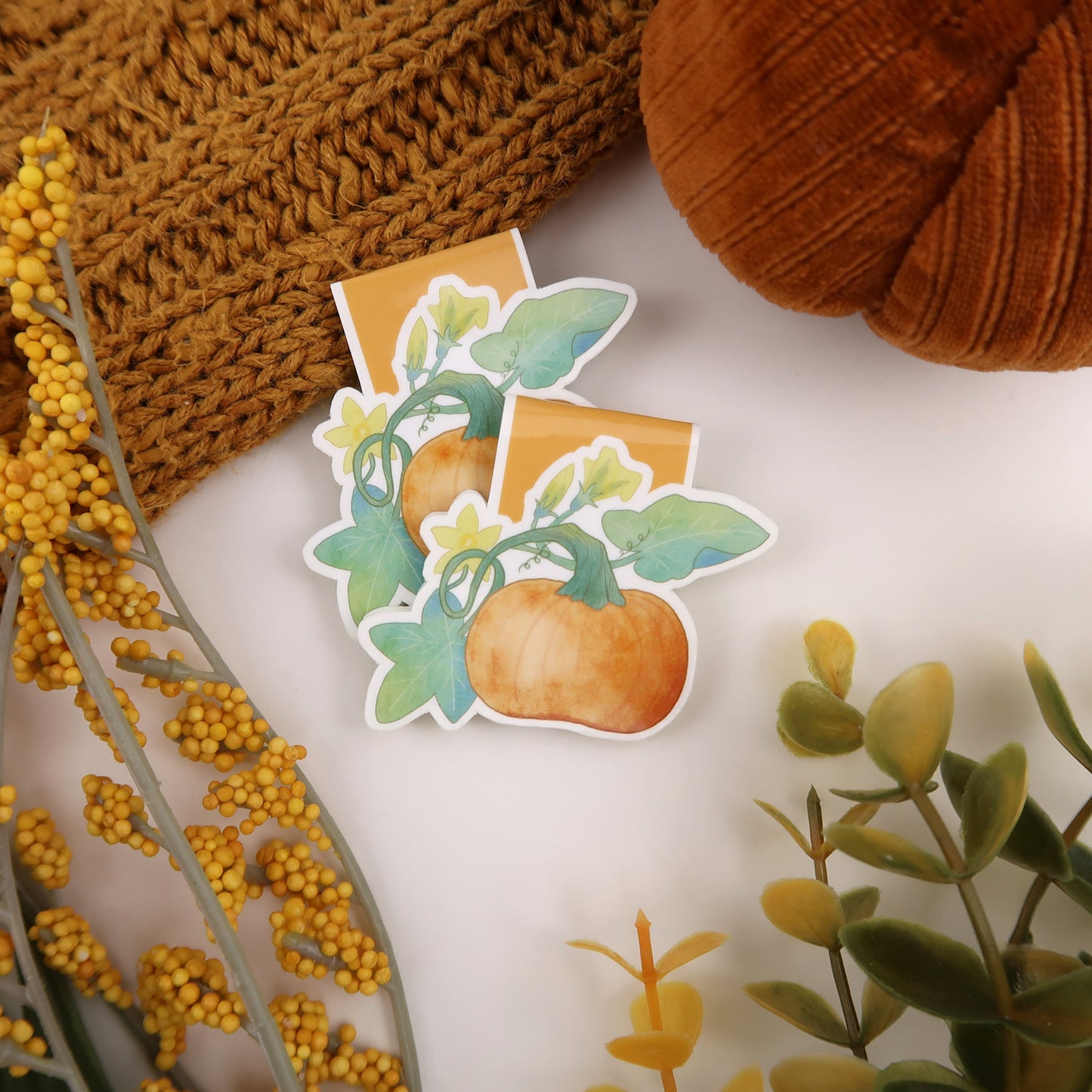 Pumpkin on the Vine - Magnetic Bookmark