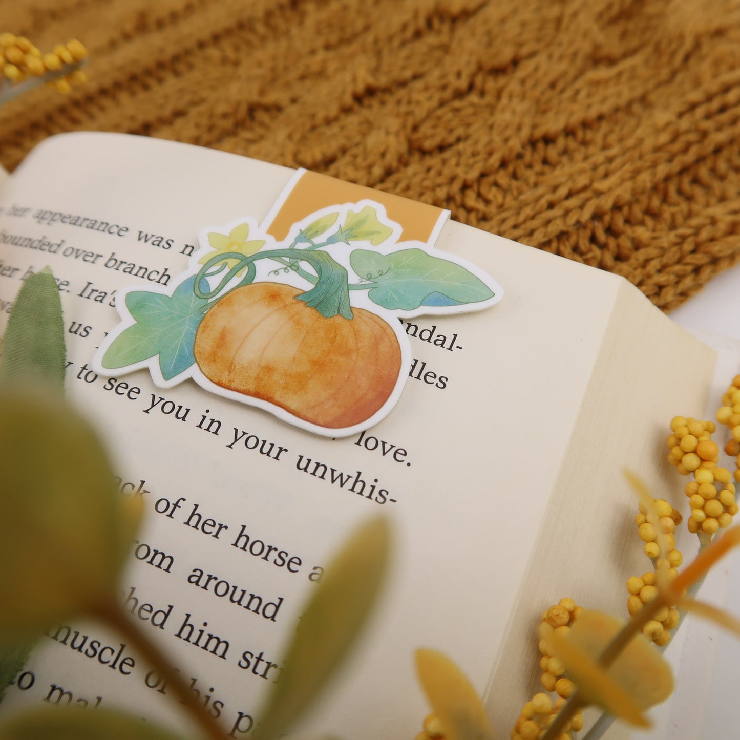 Pumpkin on the Vine - Magnetic Bookmark
