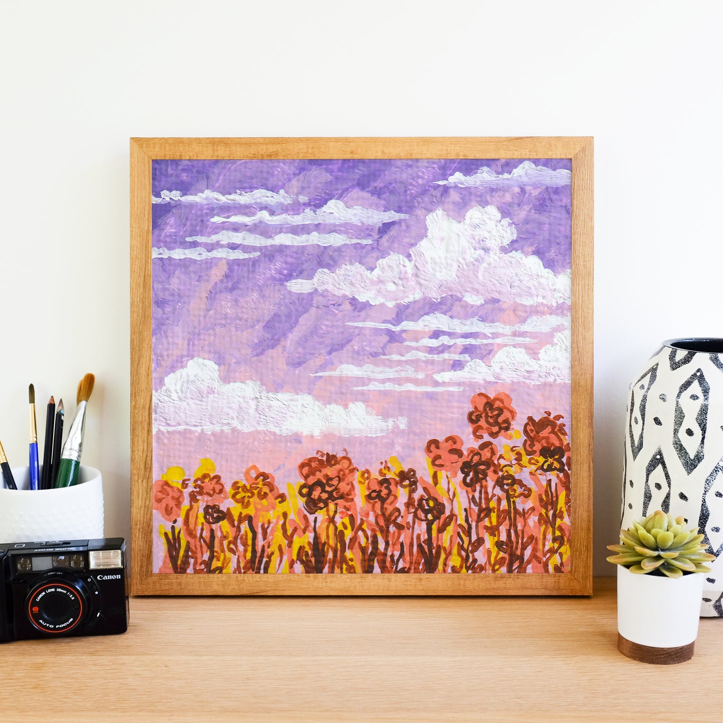 Purple and Orange Flower Field - Acrylic Art Print