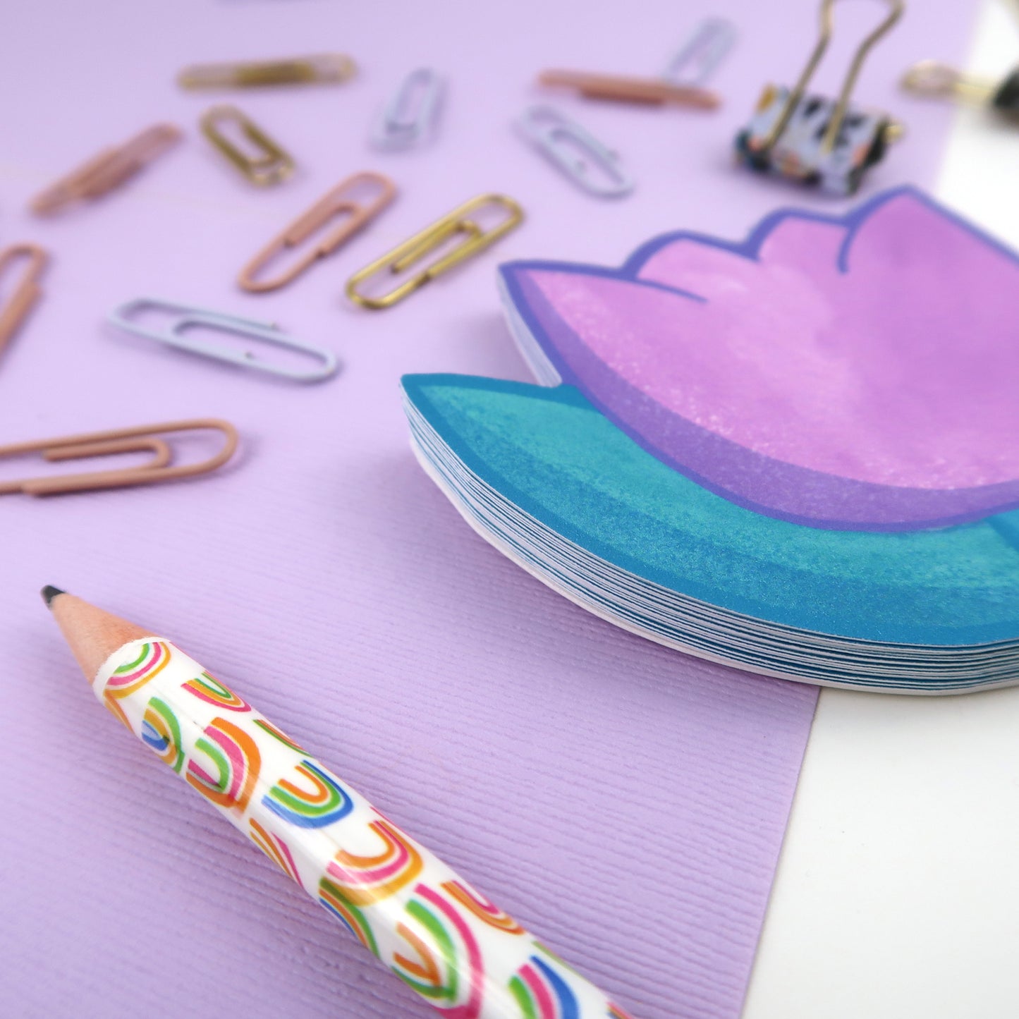 Purple Tulip Shaped Memopad - Stationery