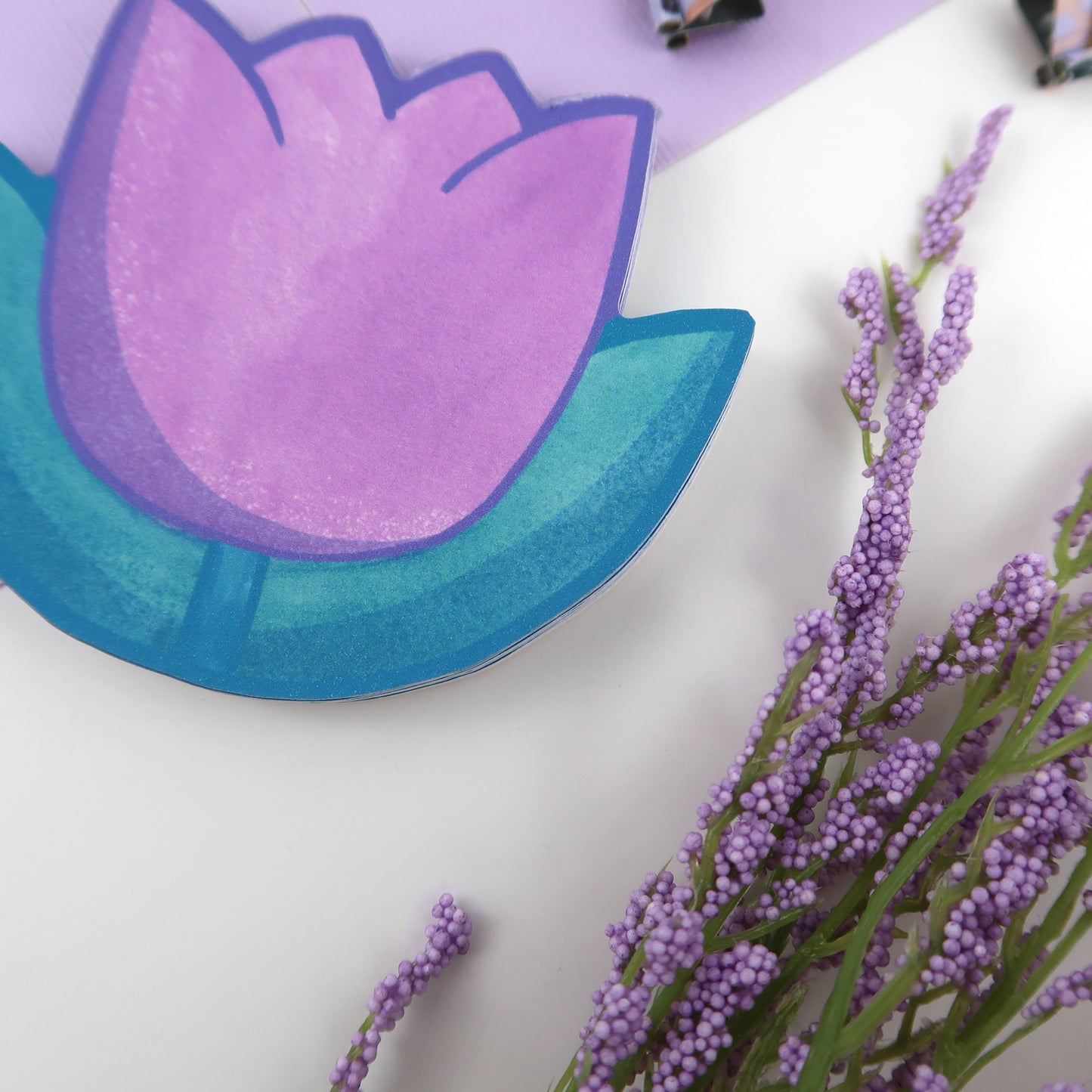 Purple Tulip Shaped Memopad - Stationery