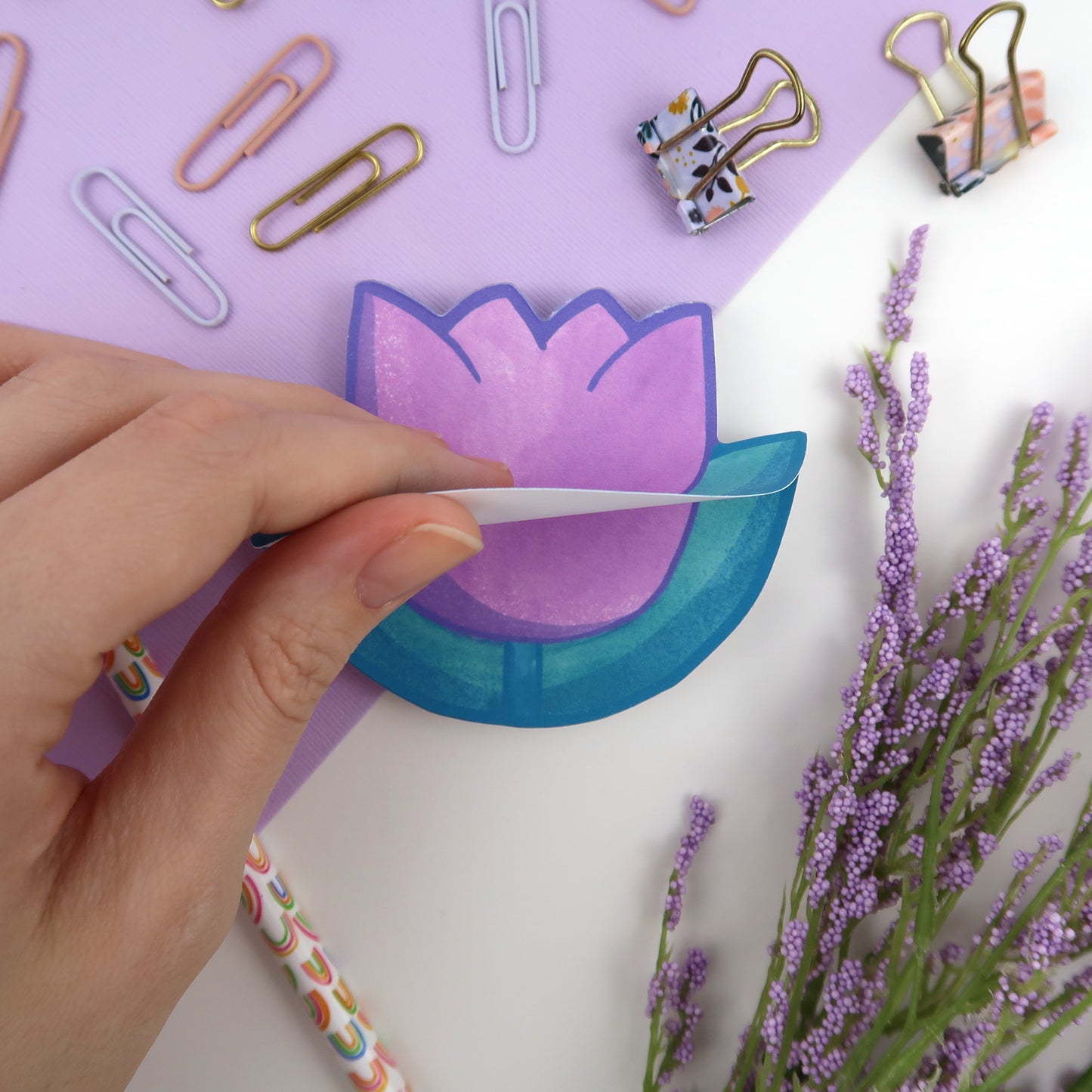 Purple Tulip Shaped Memopad - Stationery
