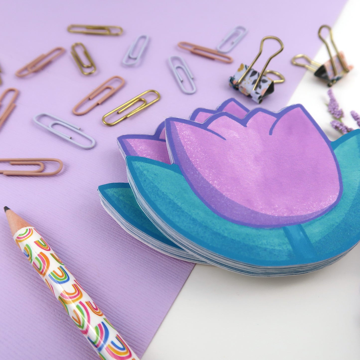 Purple Tulip Shaped Memopad - Stationery
