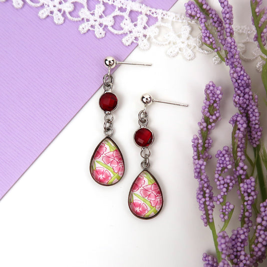 January Birth Flower Earrings - Carnations