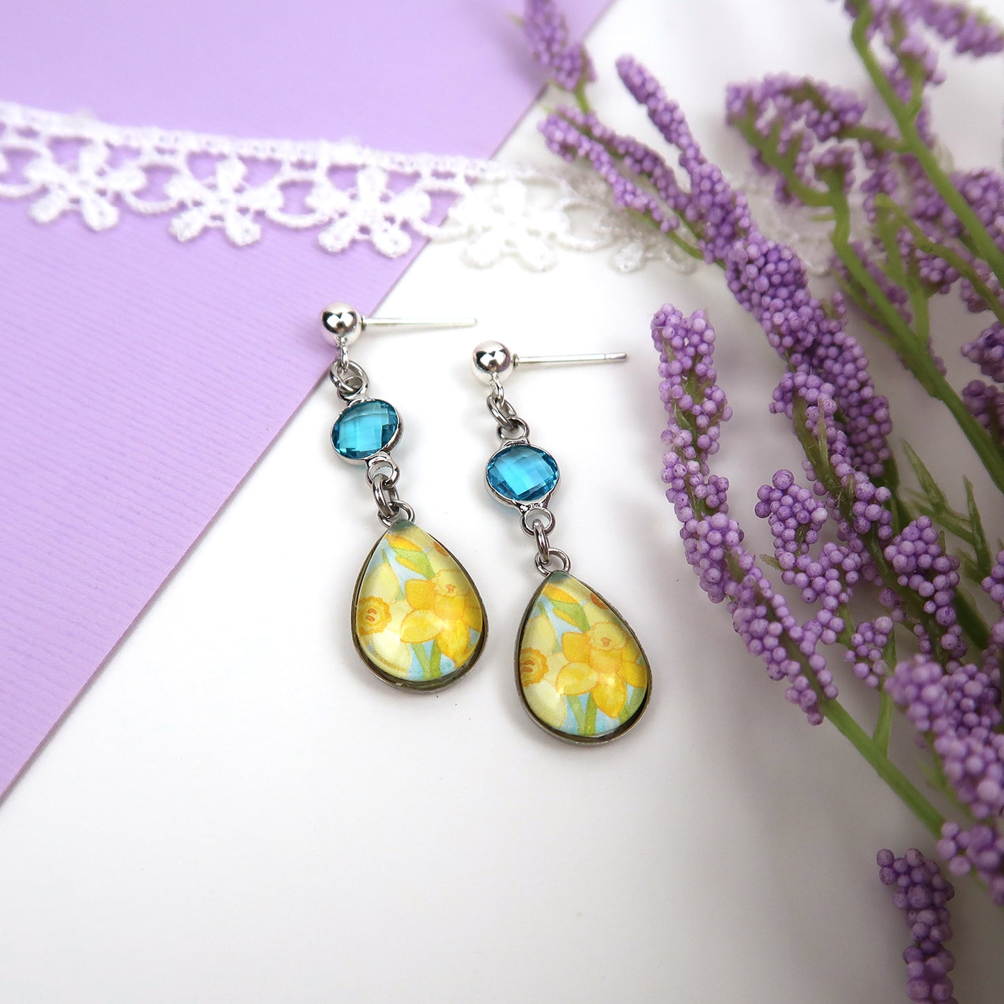 March Birth Flower Earrings - Daffodils