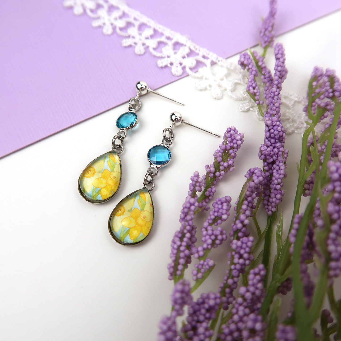 March Birth Flower Earrings - Daffodils