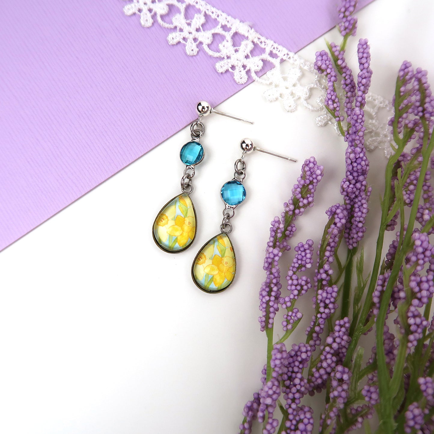 March Birth Flower Earrings - Daffodils