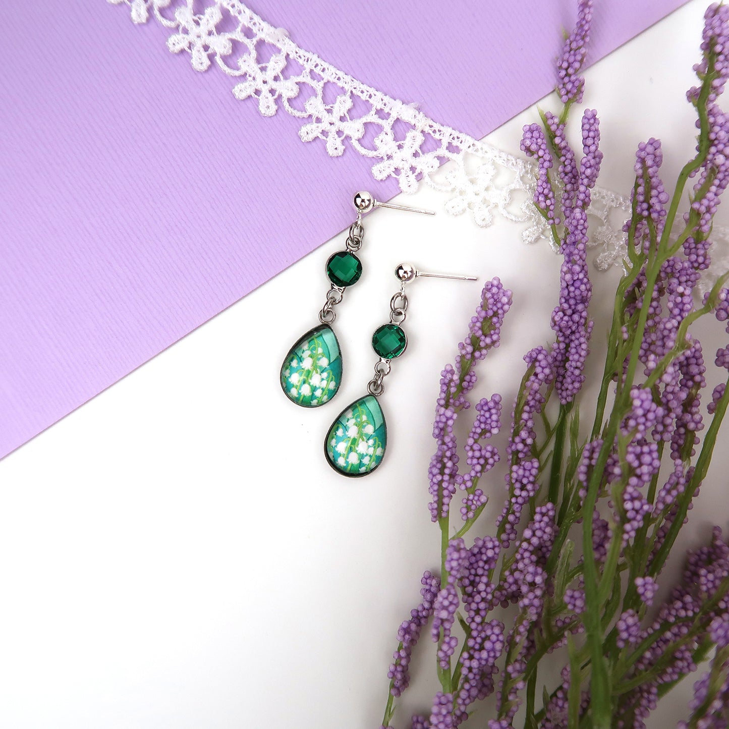 May Birth Flower Earrings - Lily of the Valley