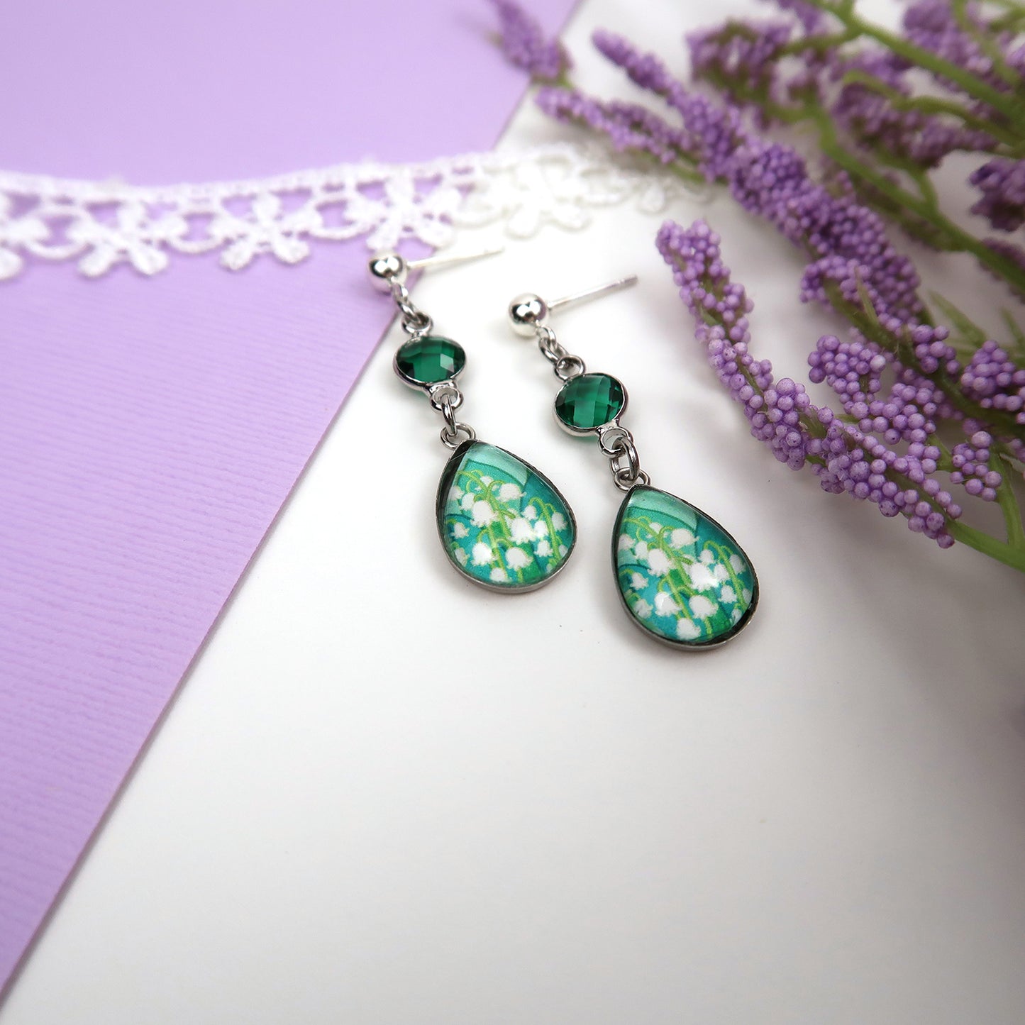 May Birth Flower Earrings - Lily of the Valley