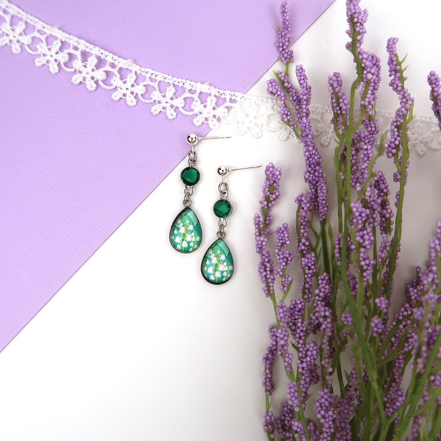 May Birth Flower Earrings - Lily of the Valley