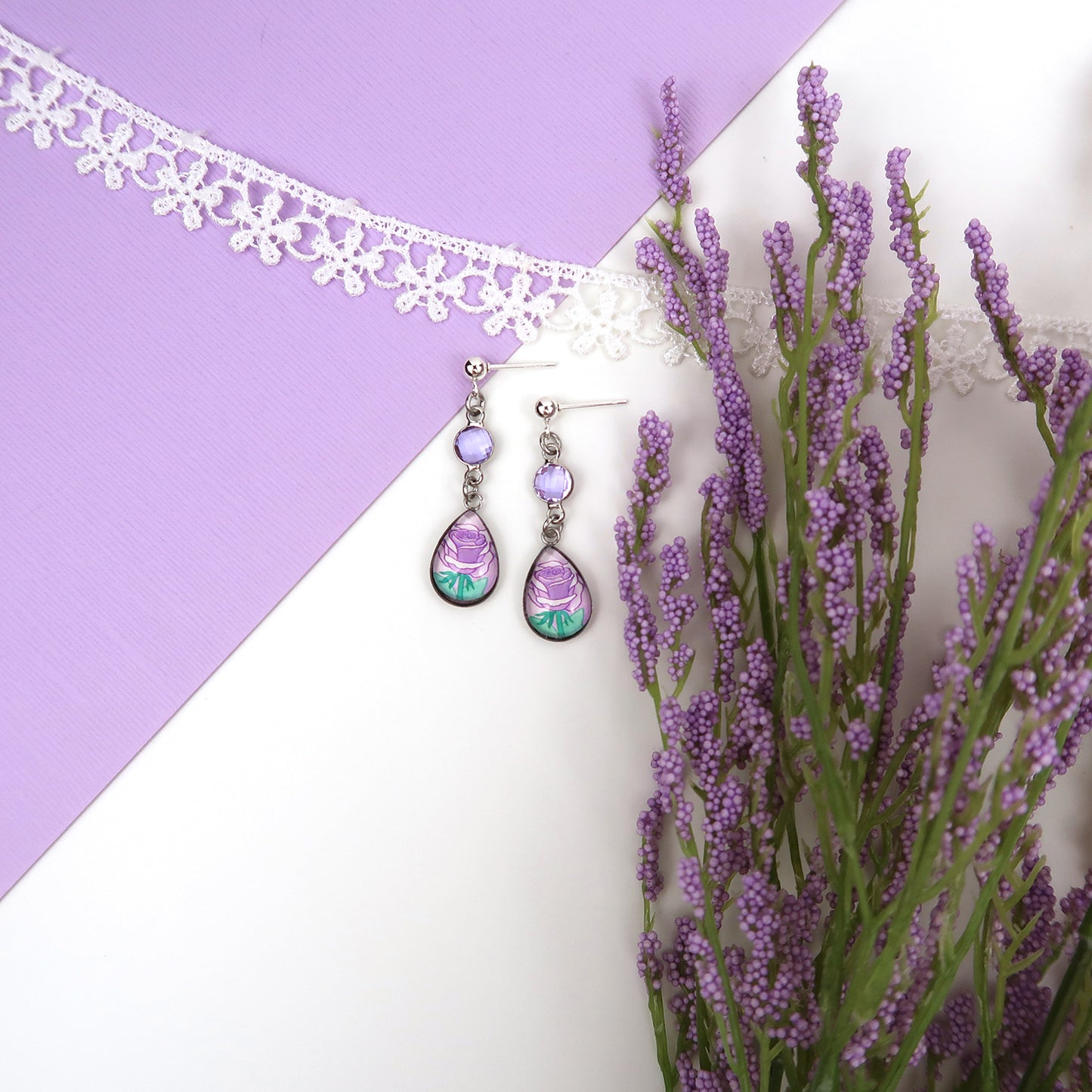 June Birth Flower Earrings - Roses