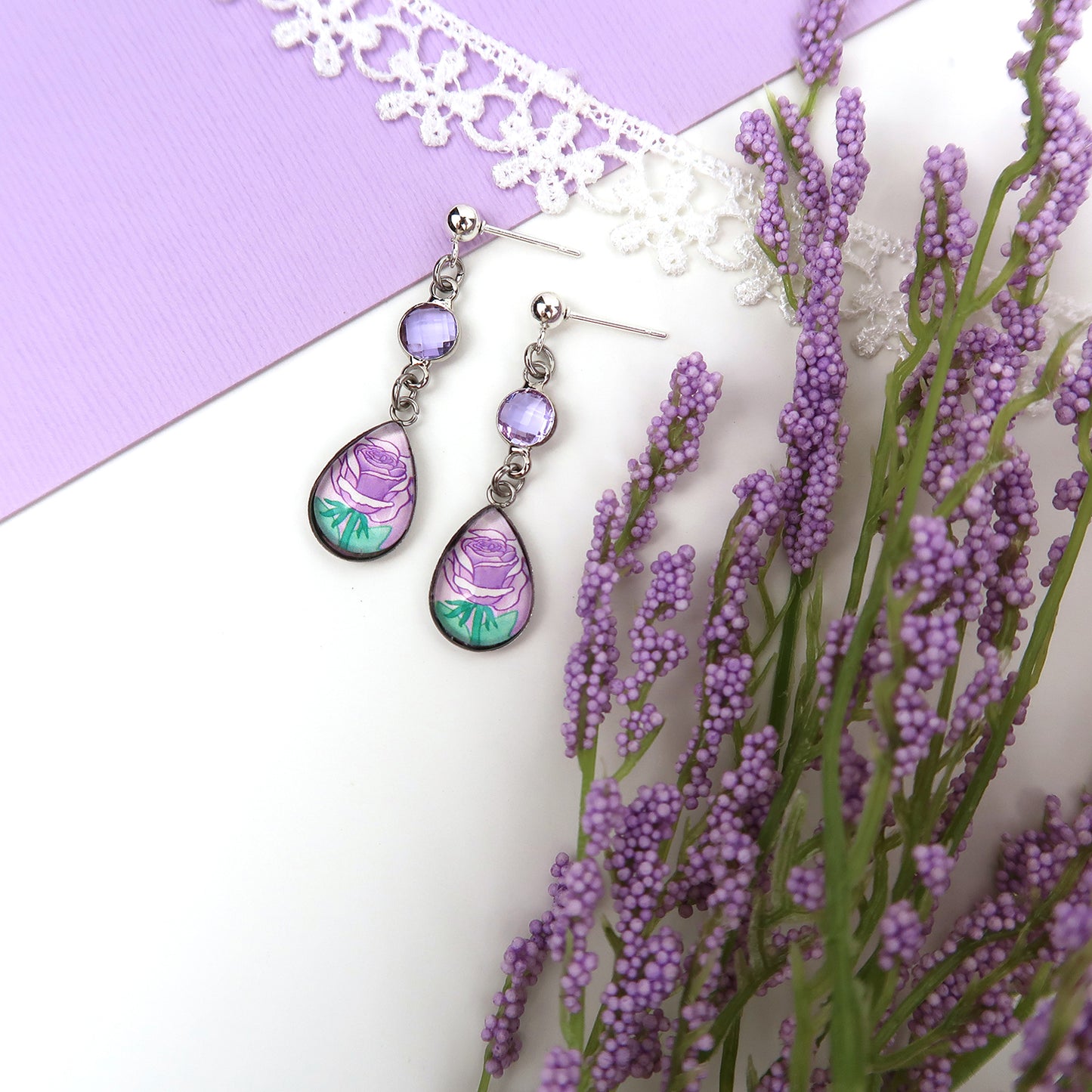 June Birth Flower Earrings - Roses