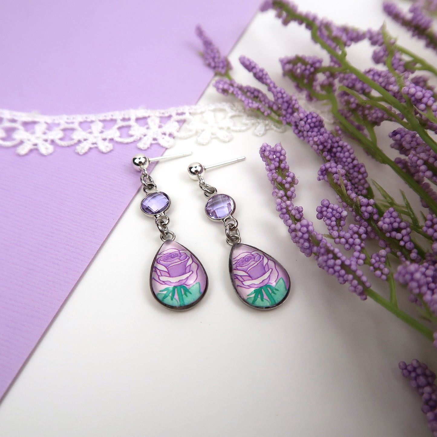 June Birth Flower Earrings - Roses