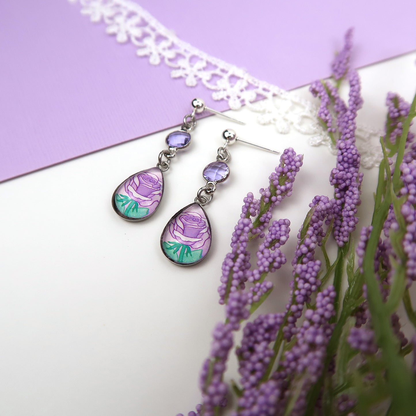 June Birth Flower Earrings - Roses