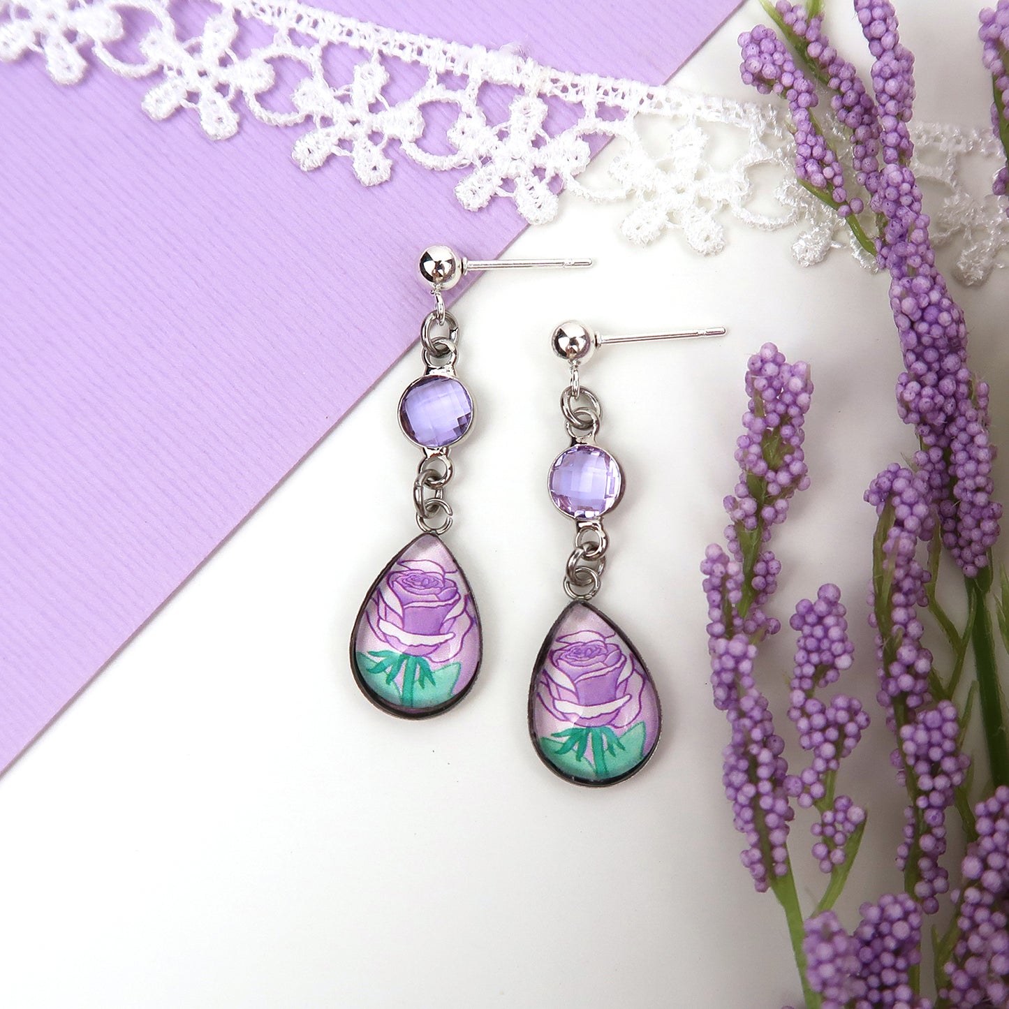 June Birth Flower Earrings - Roses