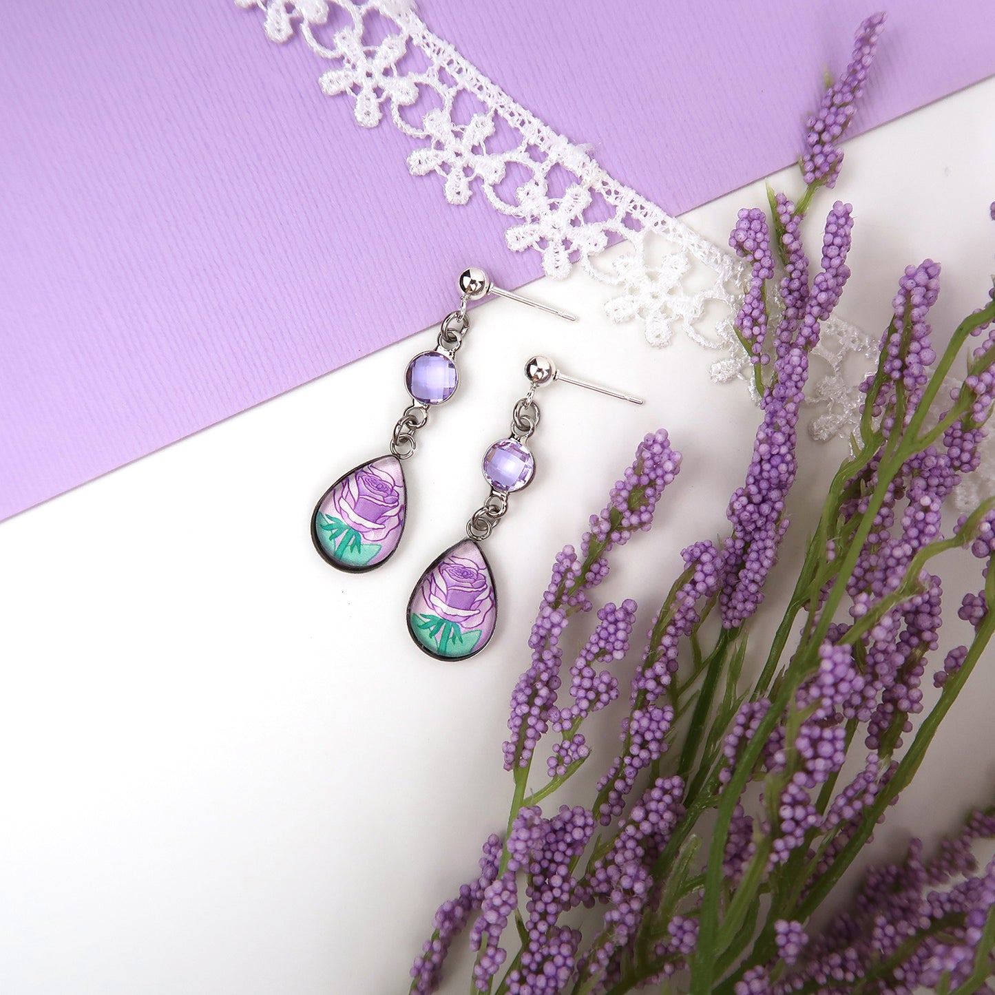 June Birth Flower Earrings - Roses