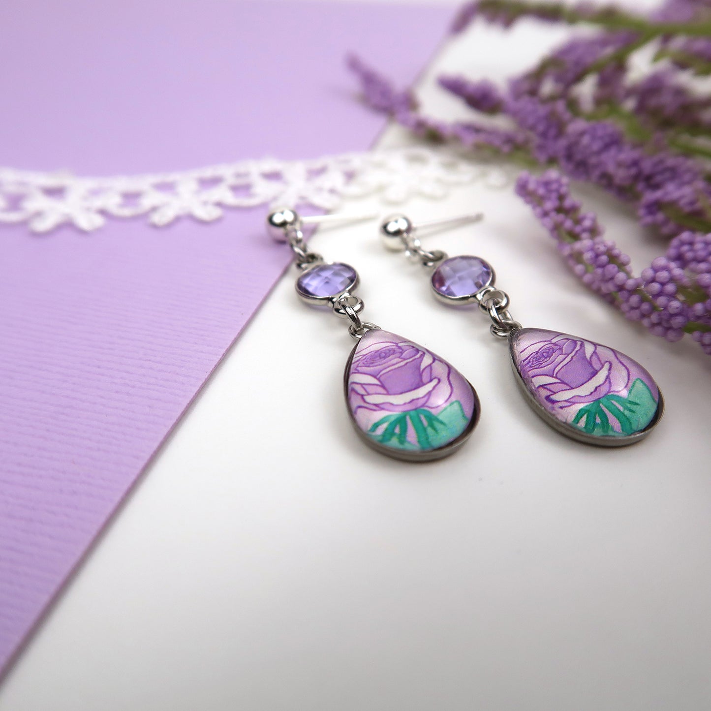 June Birth Flower Earrings - Roses