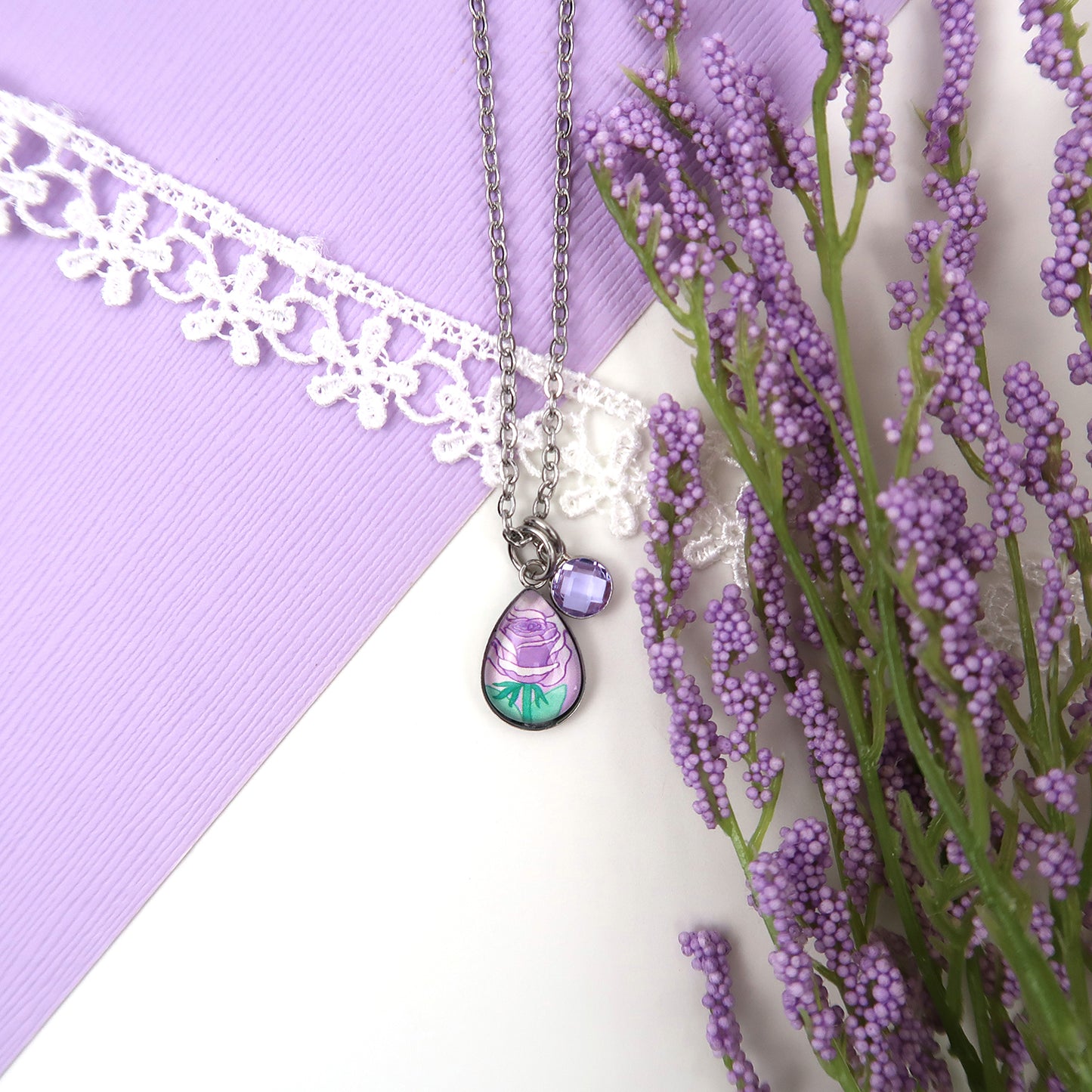 June Birth Flower Necklace - Roses