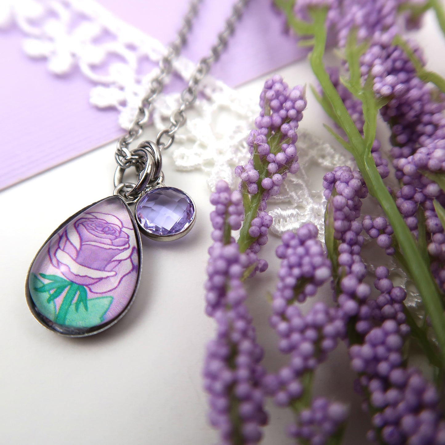 June Birth Flower Necklace - Roses