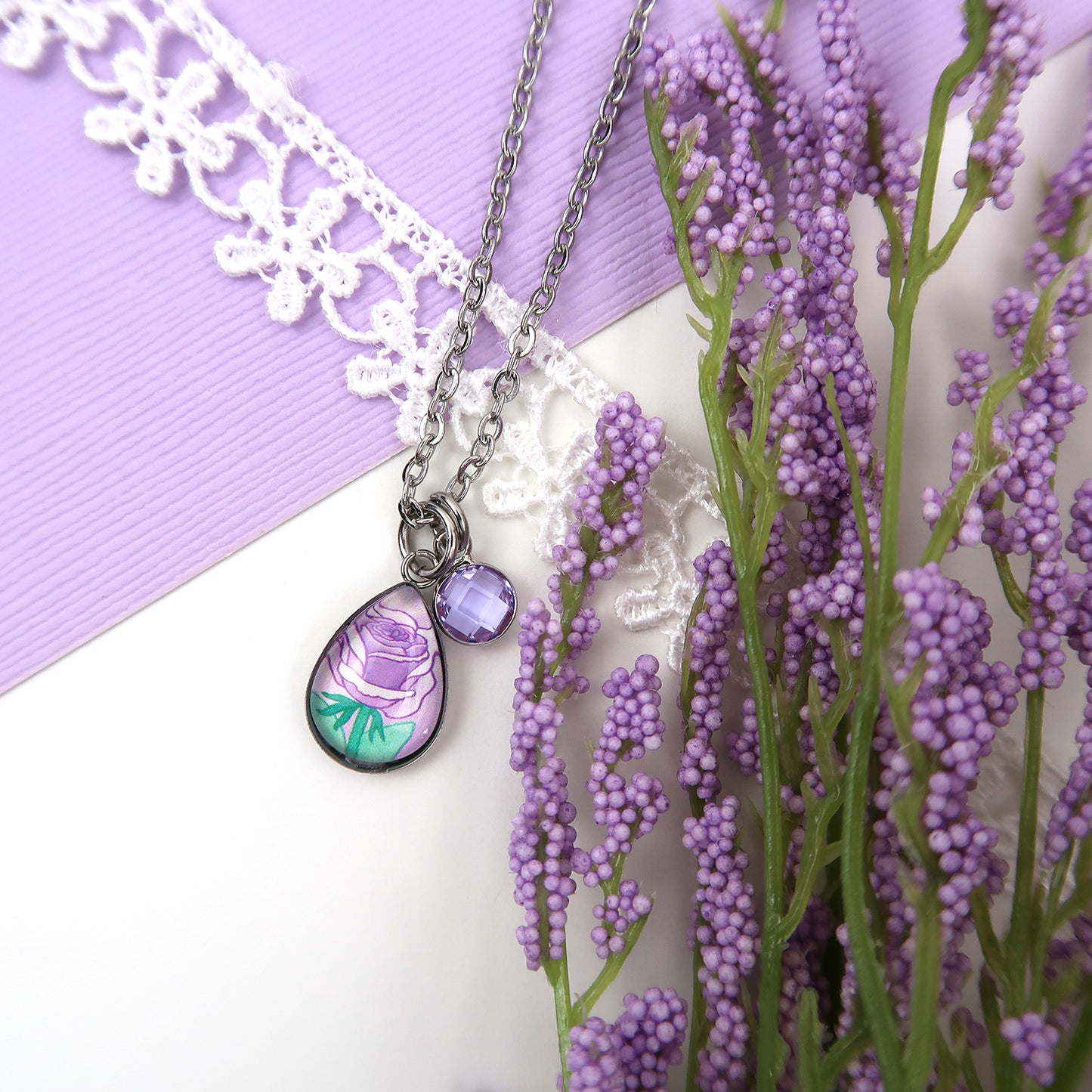 June Birth Flower Necklace - Roses