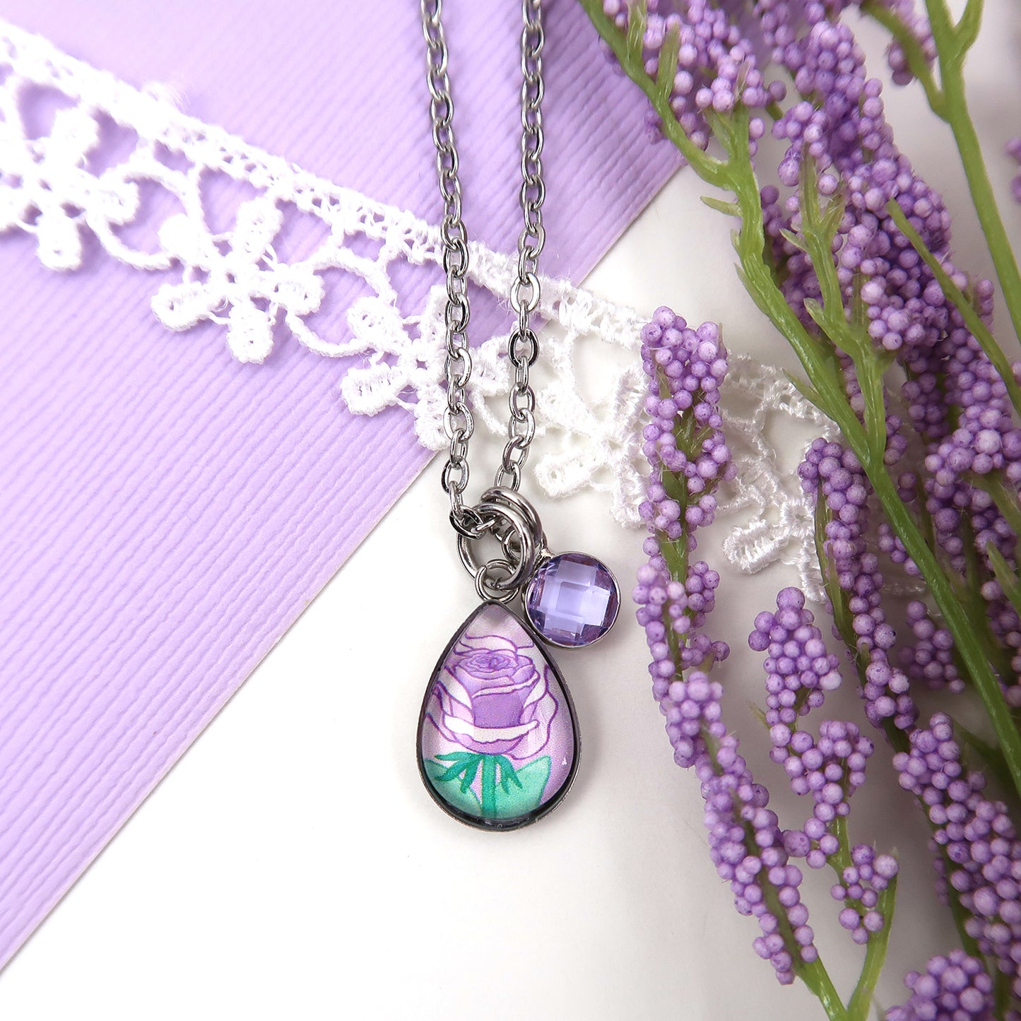 June Birth Flower Necklace - Roses