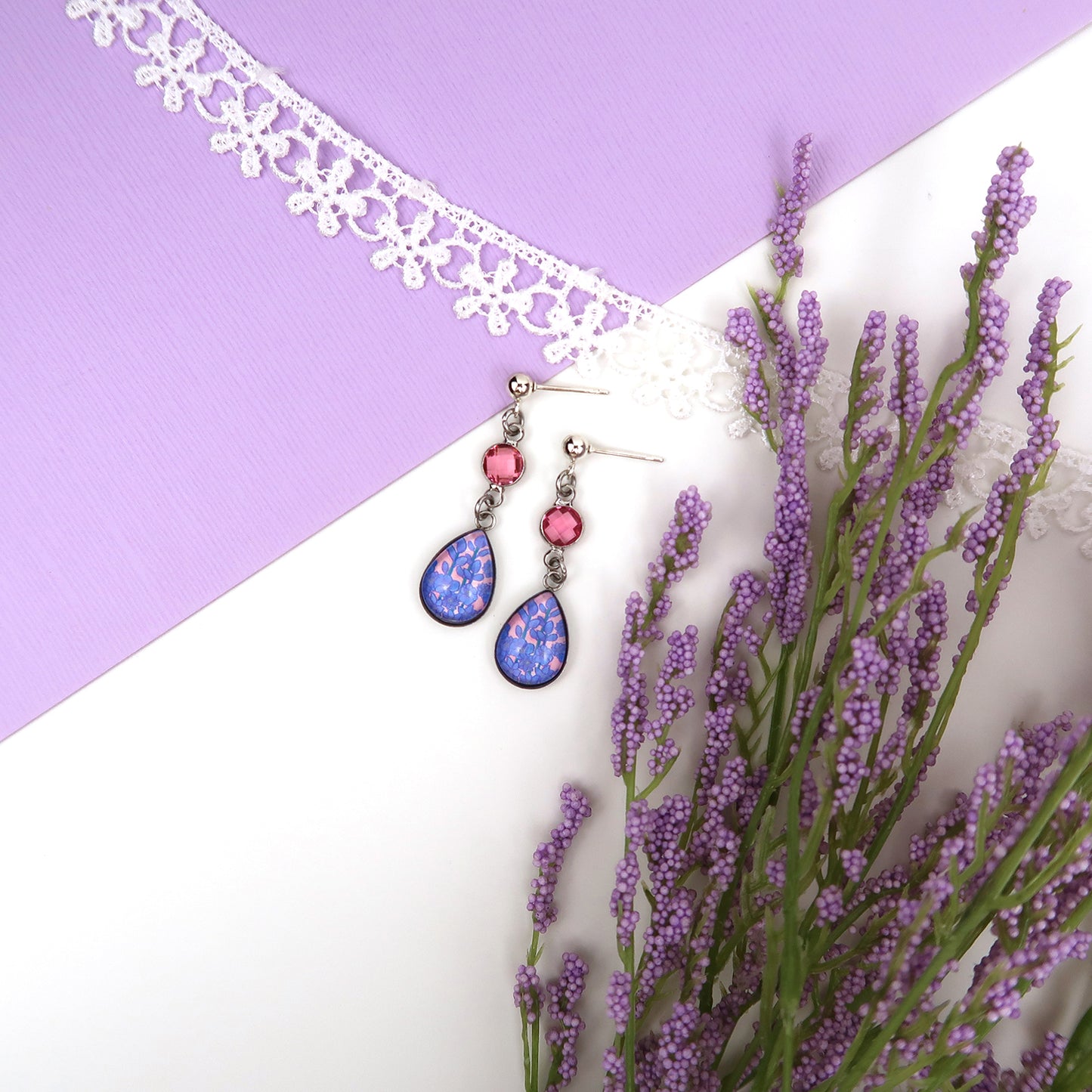 July Birth Flower Earrings - Larkspur