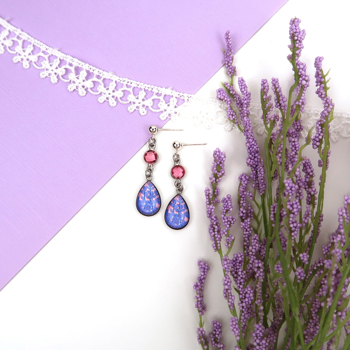 July Birth Flower Earrings - Larkspur