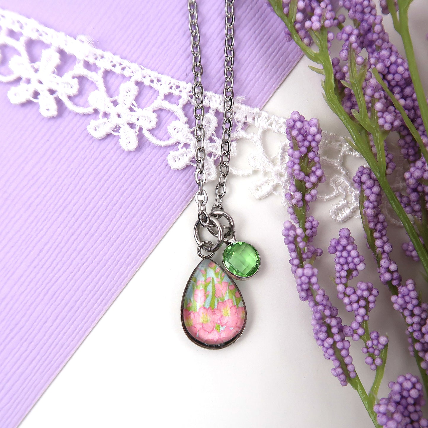 August Birth Flower Necklace - Gladiolus