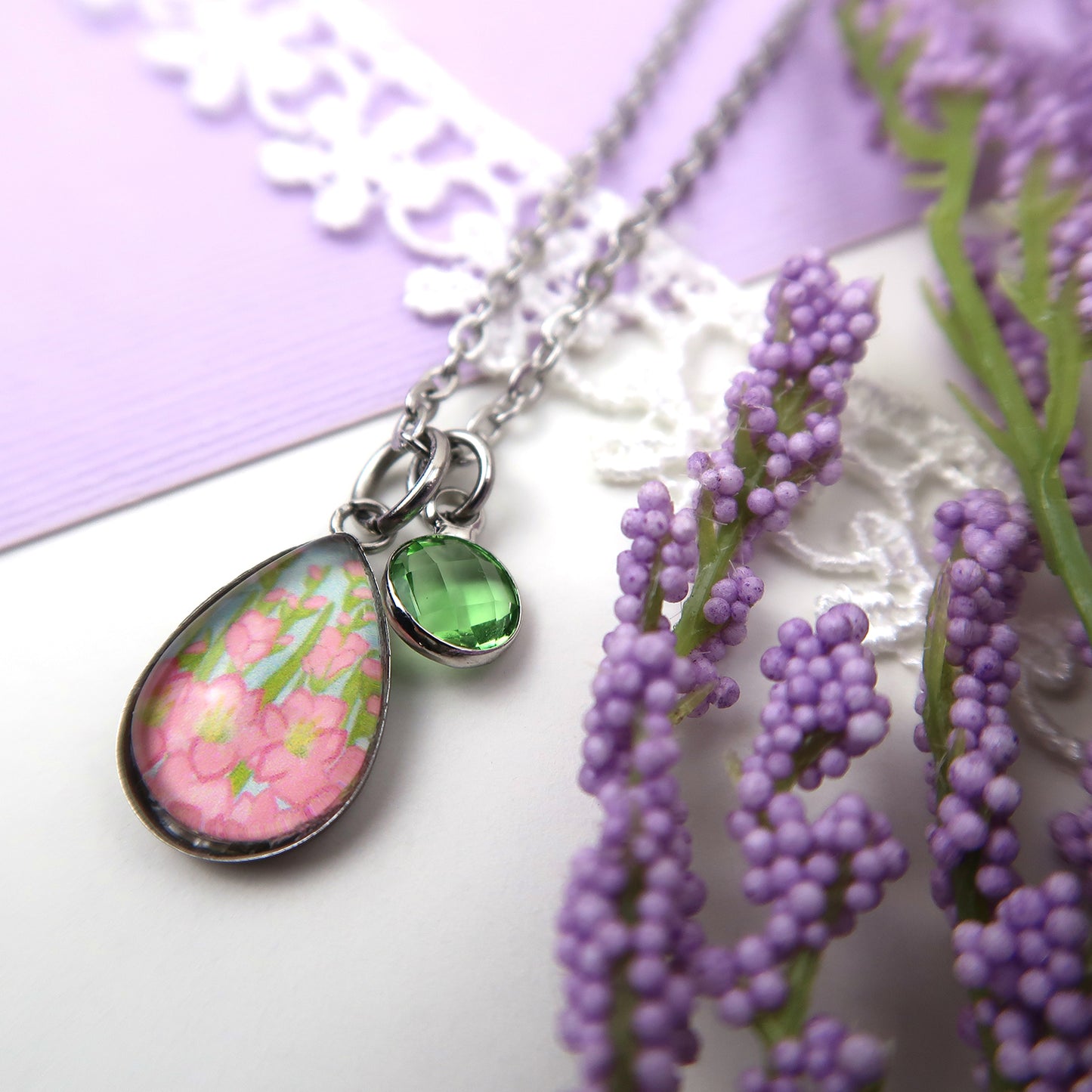 August Birth Flower Necklace - Gladiolus