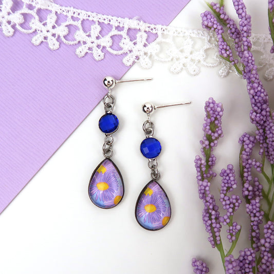 September Birth Flower Earrings - Asters