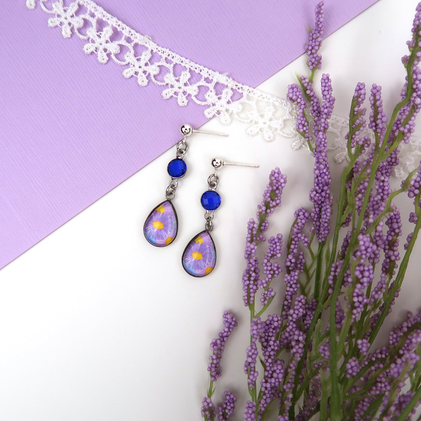 September Birth Flower Earrings - Asters
