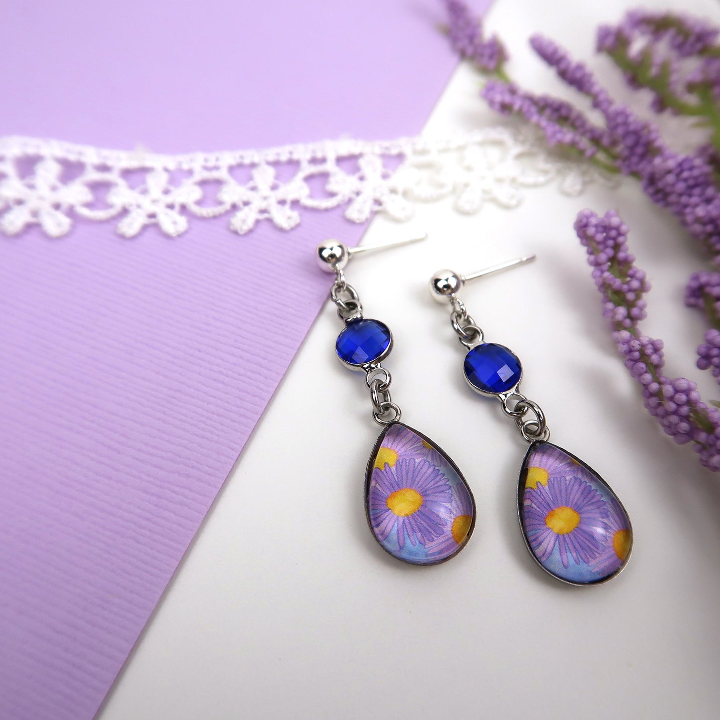September Birth Flower Earrings - Asters