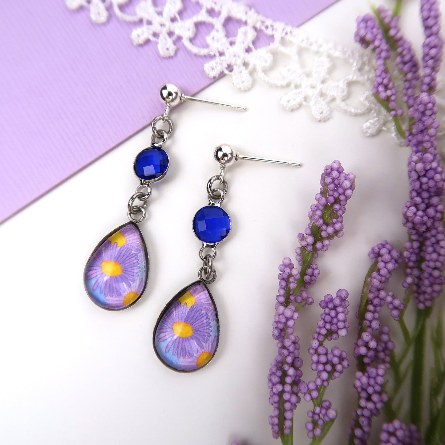 September Birth Flower Earrings - Asters