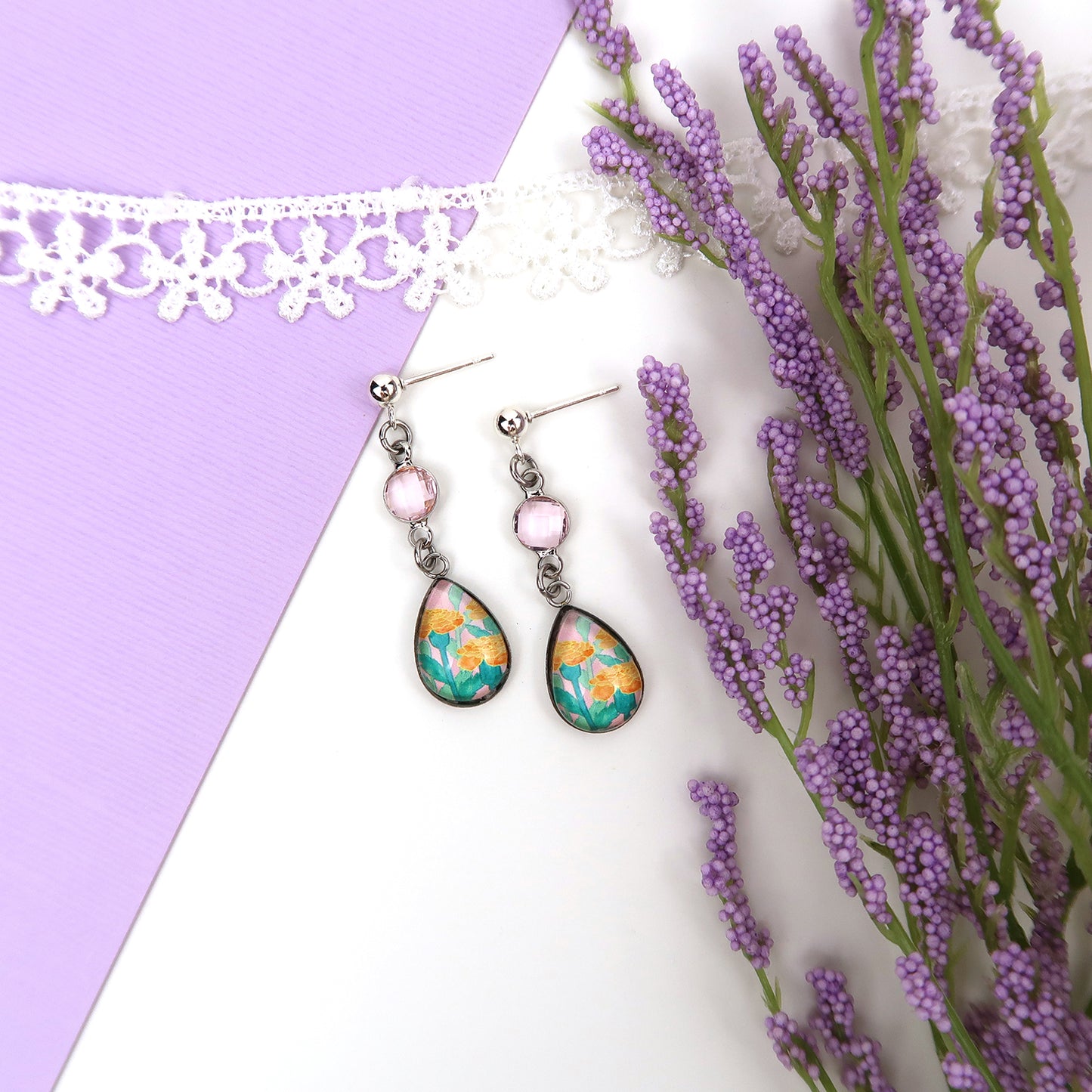 October Birth Flower Earrings - Marigolds