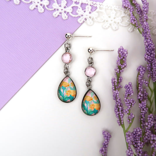 October Birth Flower Earrings - Marigolds