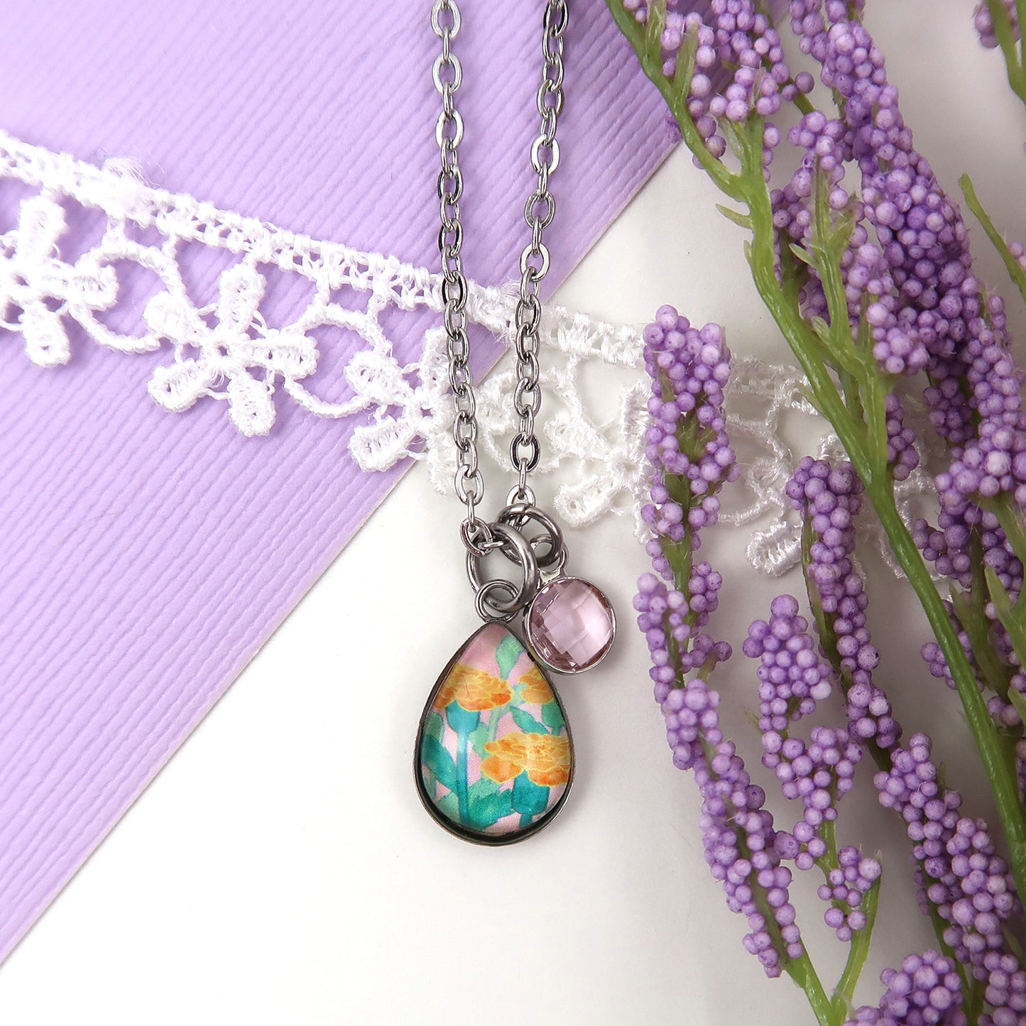October Birth Flower Necklace - Marigolds