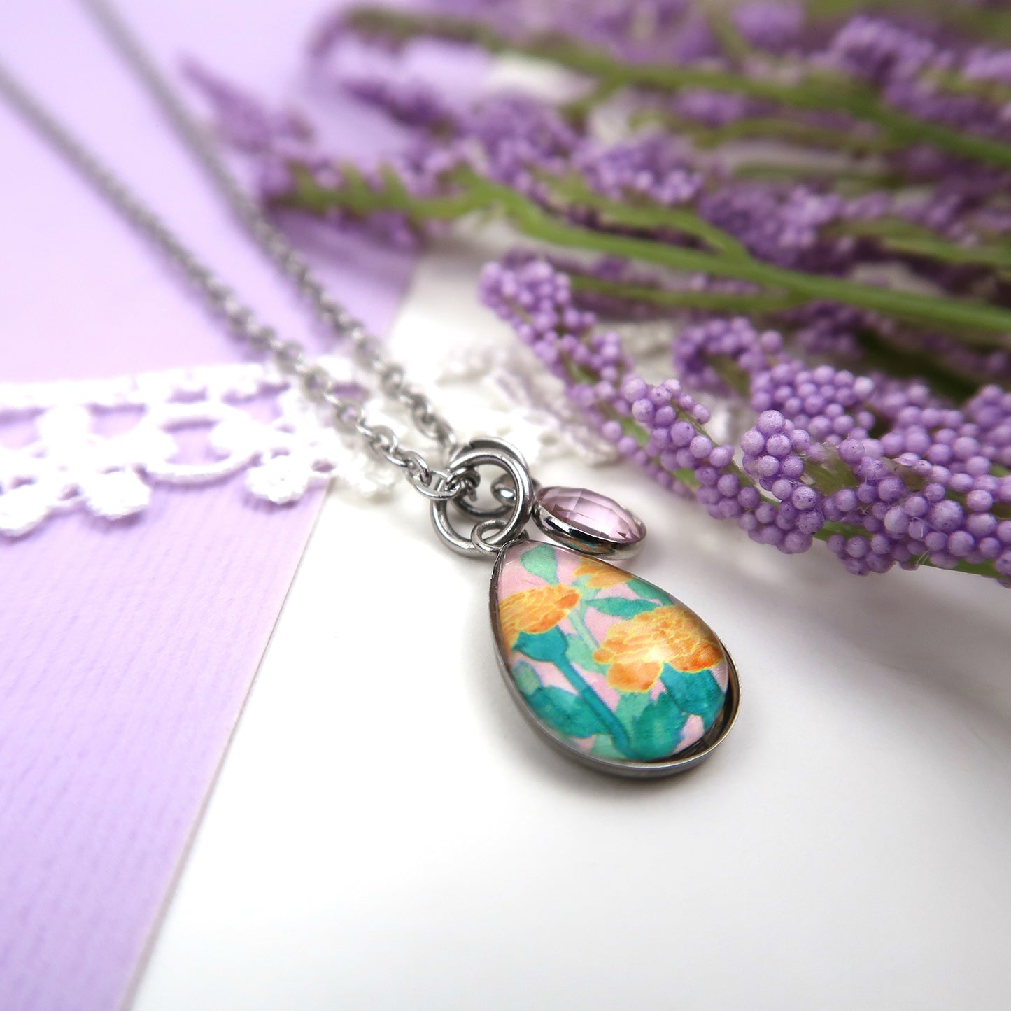 October Birth Flower Necklace - Marigolds