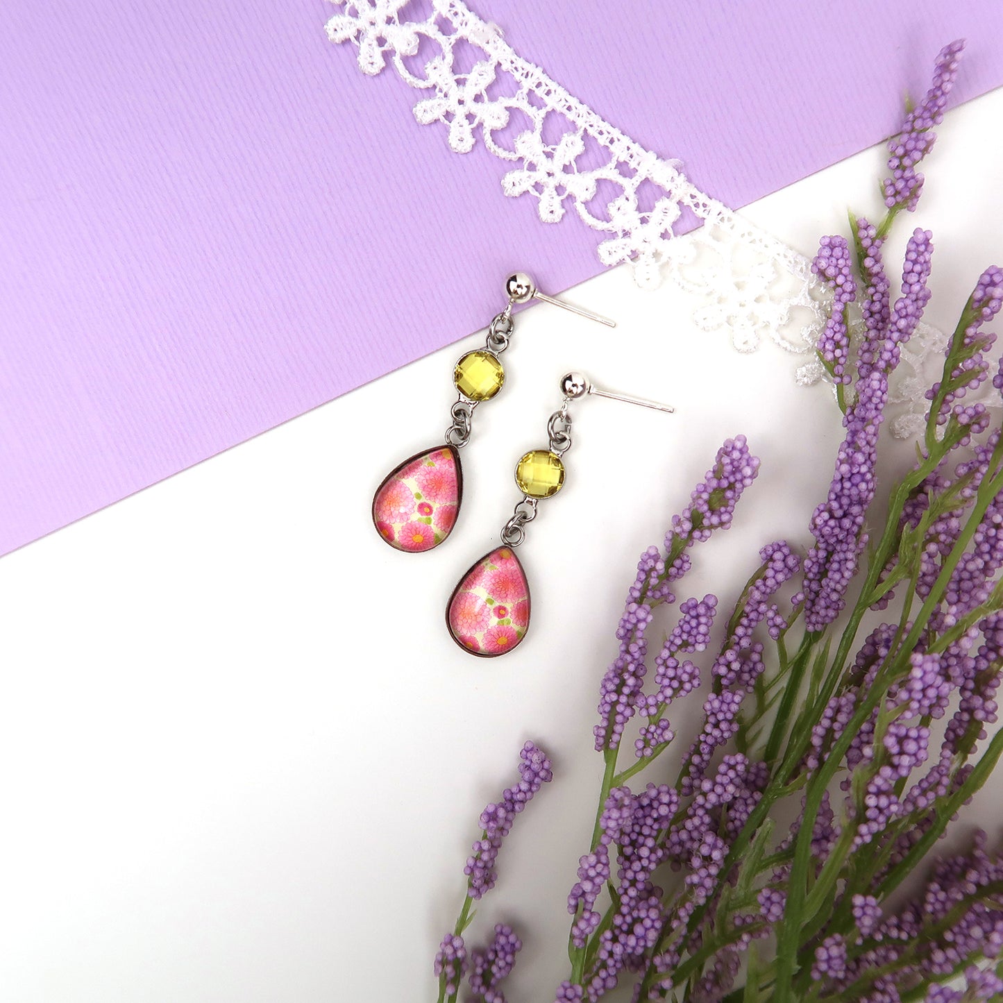 November Birth Flower Earrings - Chrysanthemums